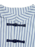 Striped Mandarin Knot Buttons Peplum Hem Shirt