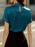 Keyhole Neck Satin Blouse