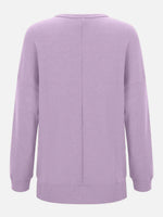 Side Slit Round Neck Long Sleeve T-Shirt