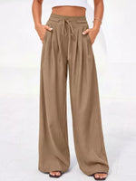 Full Size High-Waisted Wide-Leg Pleated Pants Plus Size