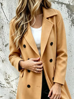 Full Size Double-Breasted Lapel Collar Coat Plus Size
