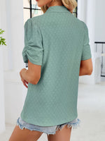 Eyelet Short Sleeve Blouse