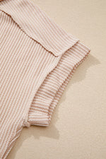 Casual Ribbed Short Sleeve Round Neck T-Shirt