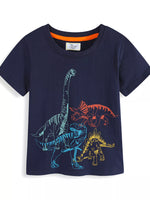Children's Dinosaur Graphic Crew Neck Short Sleeve T-Shirt