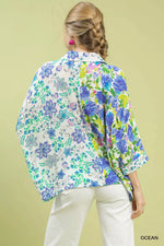 Umgee Mixed Floral Oversized Button Down Shirt