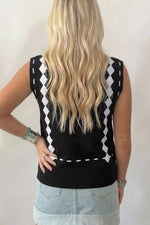 Western Horse Geometric Print Mock Neck Sweater Vest