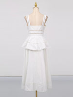 Sleeveless Eyelet Embroidered Button-Down Midi Dress