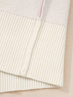 Bow Print Ribbed Trim Exposed Seam Drop Shoulder Loose Sweater
