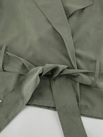 Lapel Collar Tie Waist Trench Jacket
