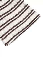 Striped Polo Collar Short Sleeve Top