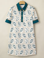 Floral Print Polo Collar Casual Mini Dress