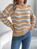 Striped Round Neck Long Sleeve Sweater