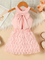 Children's Pearl Bowknot Top and Skirt Set