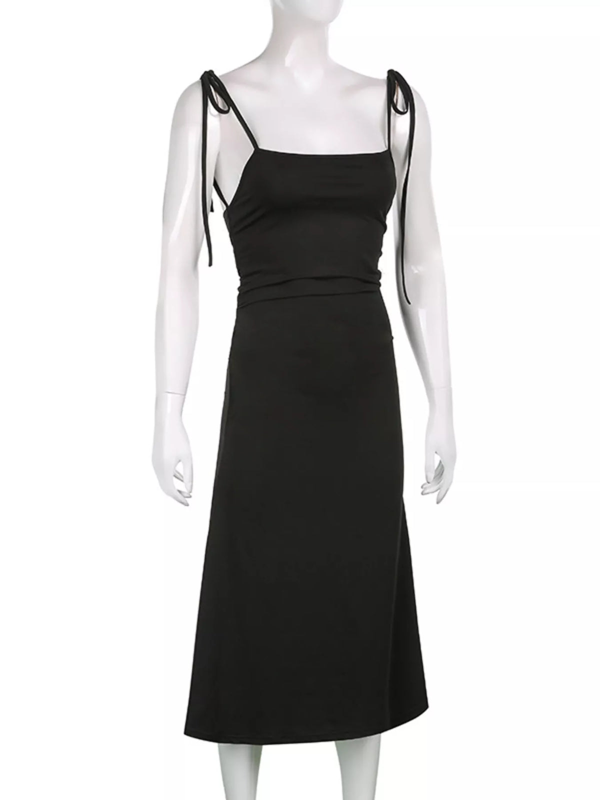 Ruched Tie Shoulder Midi Dress