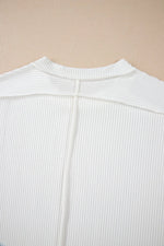 Casual Ribbed Short Sleeve Round Neck T-Shirt