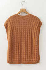 Textured Pattern Round Neck Sweater Vest