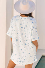 Stars Print Drop Shoulder Oversized T Shirt with Slits