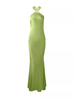 Halter Neck Satin Maxi Dress