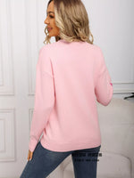 Valentine's Day Heart Print Round Neck Sweater