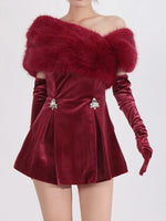 Fuzzy Off Shoulder Mini Dress