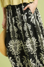Umgee Border Print Wide Leg Pants
