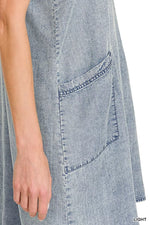 Zenana Enzyme Stone Washed Lyocell Mini Dress
