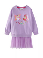 Children's Fairy Embroidered Tulle Sweatshirt Dress