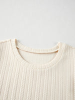 Polka Dot Mesh Puff Sleeve Textured Blouse