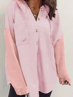 Drawstring Button Front Hoodie