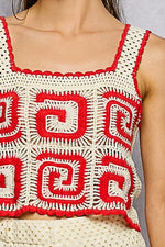 POL Handmade Crochet Cropped Tank with Granny Square Pattern