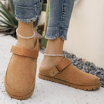 Suede Slip-On Mule Loafers with Adjustable Strap