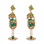 Champagne Glass Rhinestone Dangle Earrings