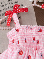Children's Strawberry Gingham Smocked Top & Denim Shorts Set