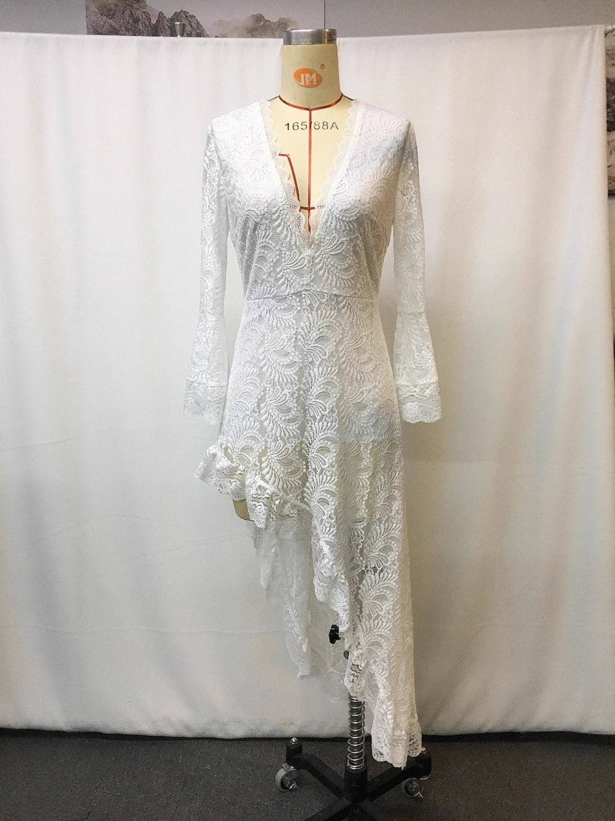 Lace High-Low V-Neck Dress