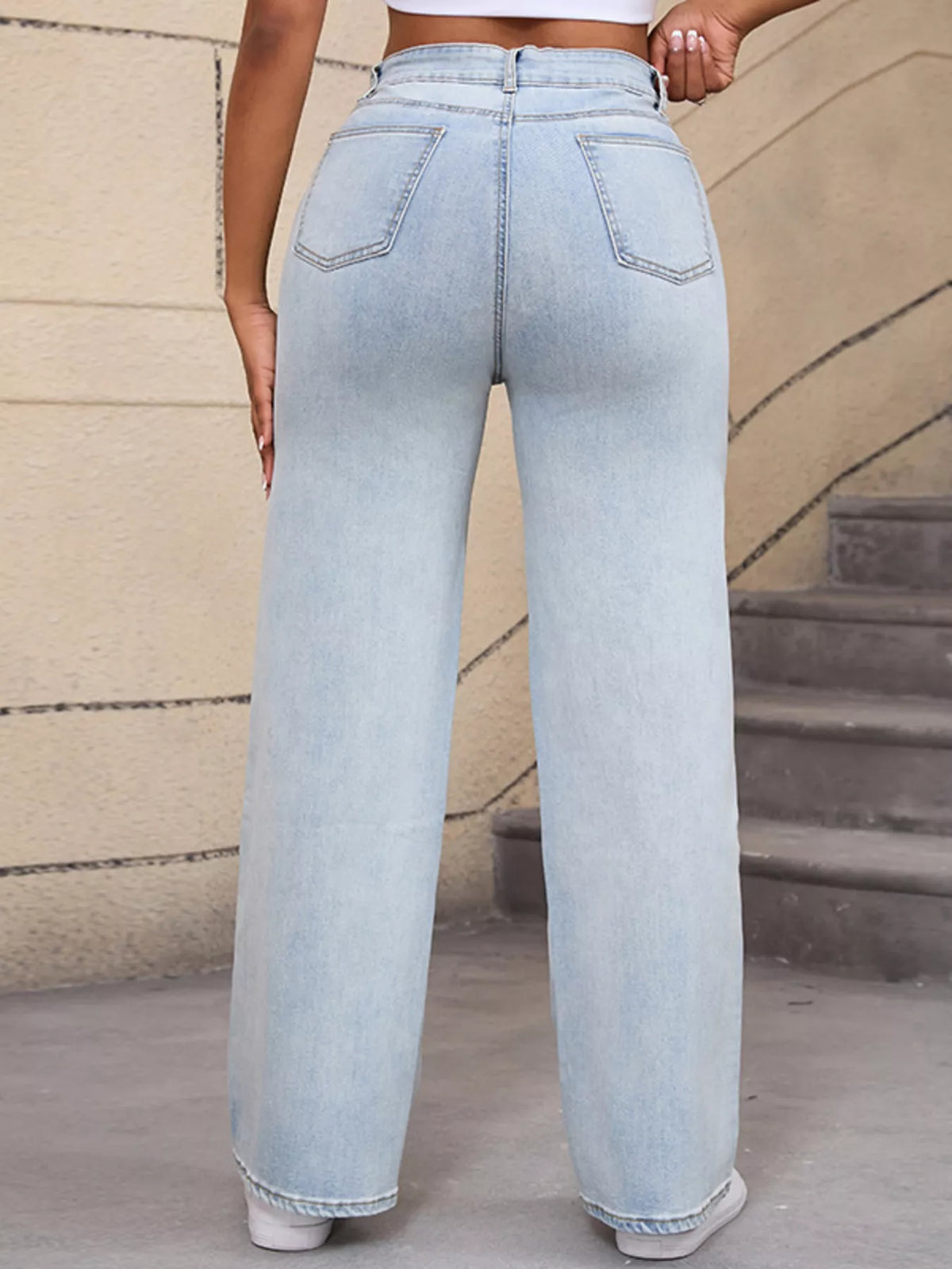 Distressed Wide-Leg Jeans