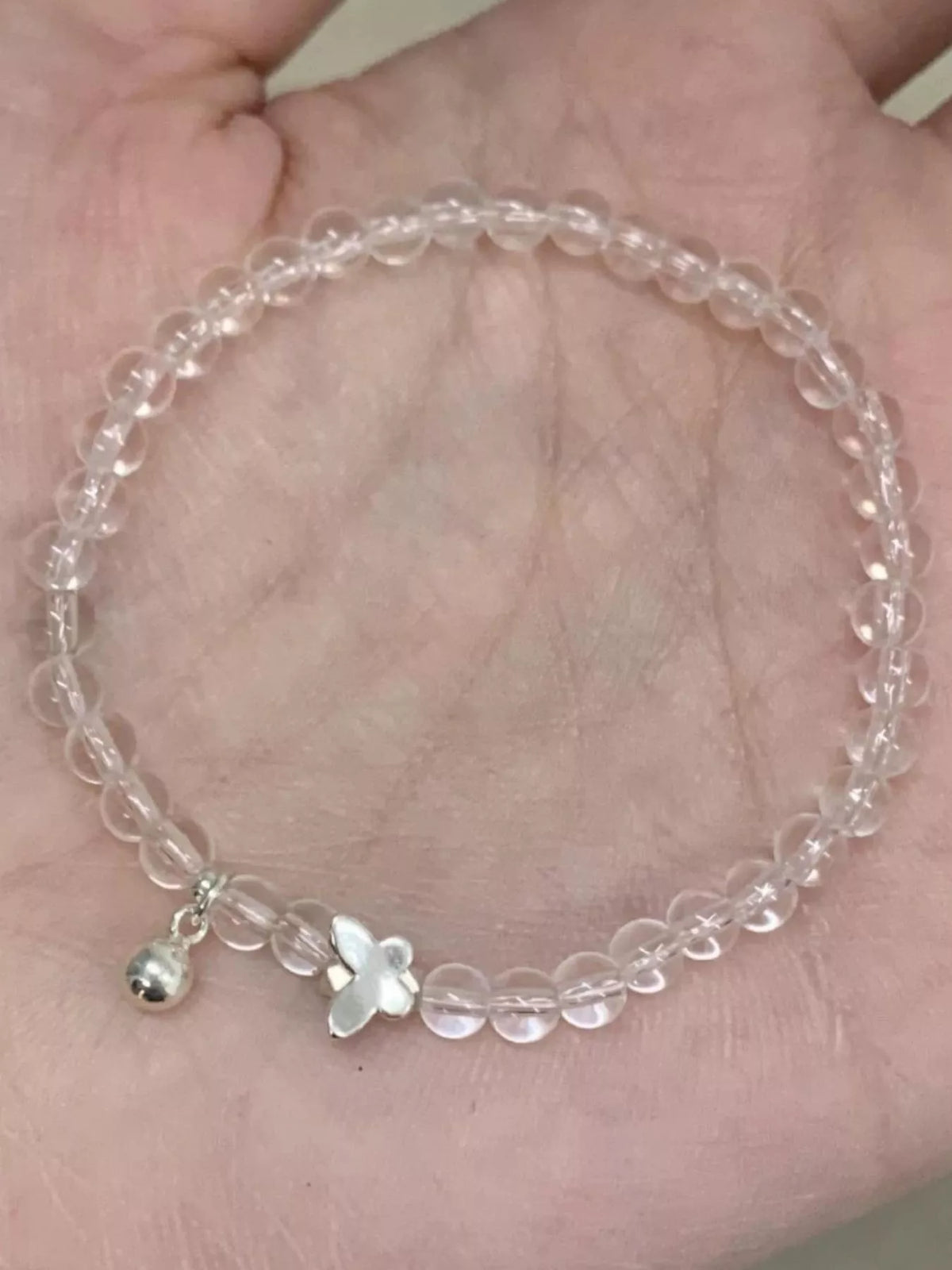 Crystal Beaded Bracelet with Butterfly Charm