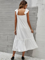 Full Size Ruffled Hem Midi Dress with Cap Sleeves Plus Size