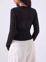 Lace-Trimmed V-Neck Button-Down Cardigan