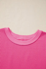 Spiral Ribbed Cutout Bow Knot Back Oversize Top