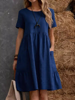 Full Size Casual Loose Fit Tiered Ruffle Hem Dress Plus Size