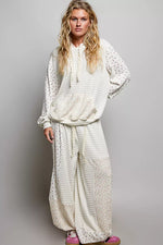 POL Patchwork Mixed Knit Wide Leg Pants