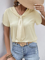 Satin Short Sleeve Blouse