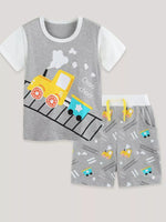 Children's Train Print Short Sleeve Tee and Shorts Set
