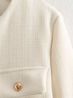 Tweed Button Up Cropped Outerwear