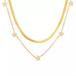 2-Piece 18K Gold-Plated Necklace with Zircon Accents