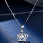 925 Sterling Silver Zircon Crown Pendant Necklace