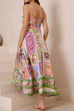 Smocked Printed Square Neck Cami Dress