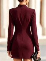 Full Size Decorative Button Mock Neck Mini Dress Plus Size