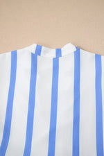 Stripe Ricrac Trim Notched Neck Half Sleeve Vacation Dress