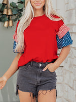 Patriotic Short Sleeve Round Neck Top